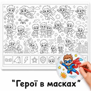 Герої в масках - Розмальовка Гігантська для Дітей