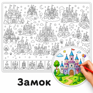 Замок - Розмальовка Гігантська для Дітей