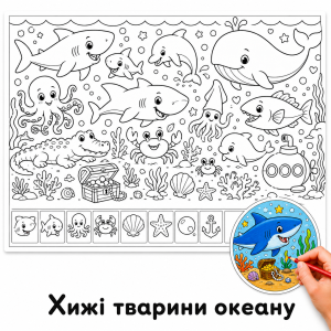 Хижі тварини океану - Розмальовка Гігантська для Дітей