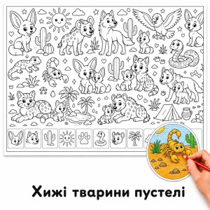Хижі тварини пустелі — гігантська розмальовка для дітей