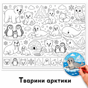 Тварини Арктики - Розмальовка Гігантська для Дітей