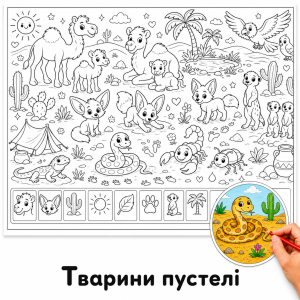 Тварини пустелі - Розмальовка Гігантська для Дітей