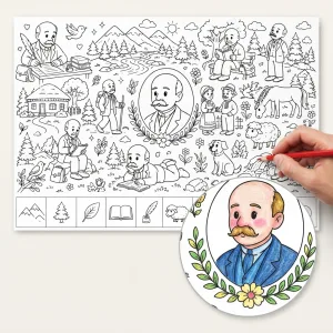 Обкладинка розмальовки «Михайло Коцюбинський»
